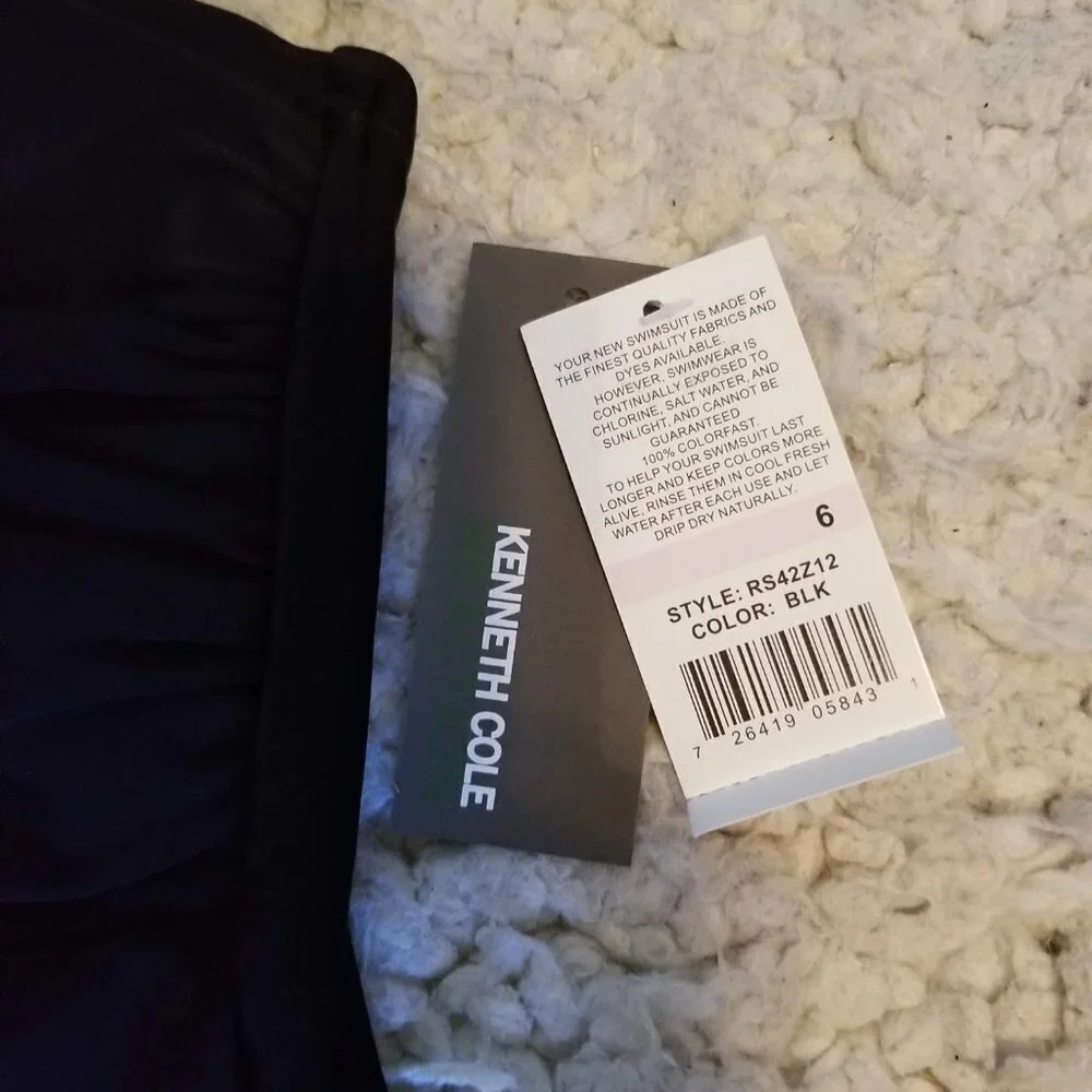 NWT Kenneth Cole Black One-Piece Swimsuit Size 6